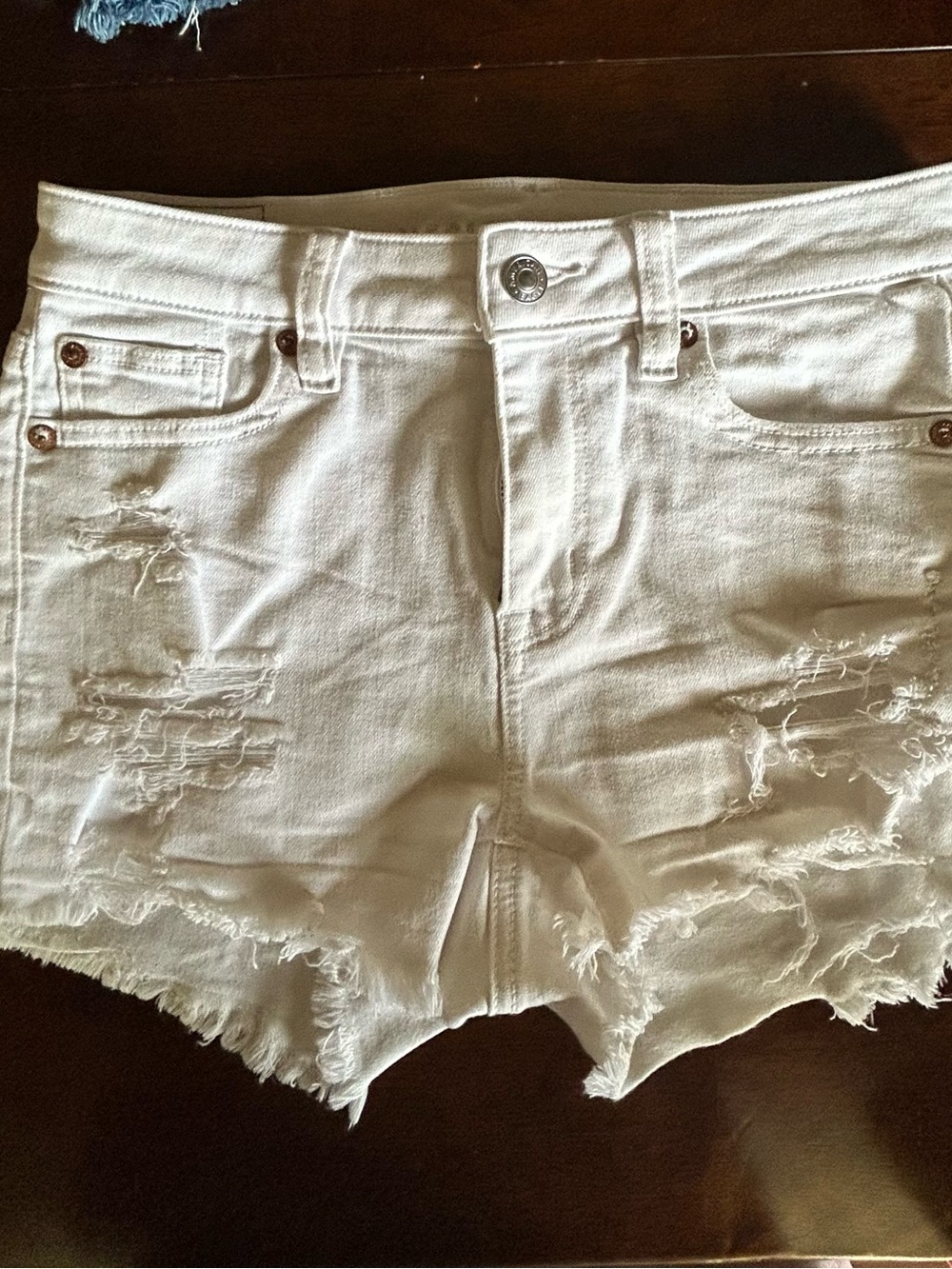 American Eagle Outfitters White Distressed Cutoff Jean Shorts